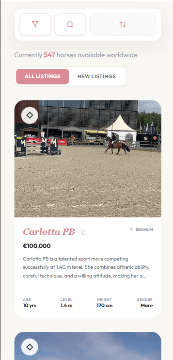 Horse Management Platform Mobile View