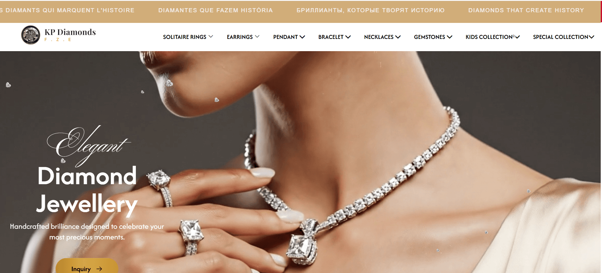 KP Diamond Luxury Jewelry Desktop Page