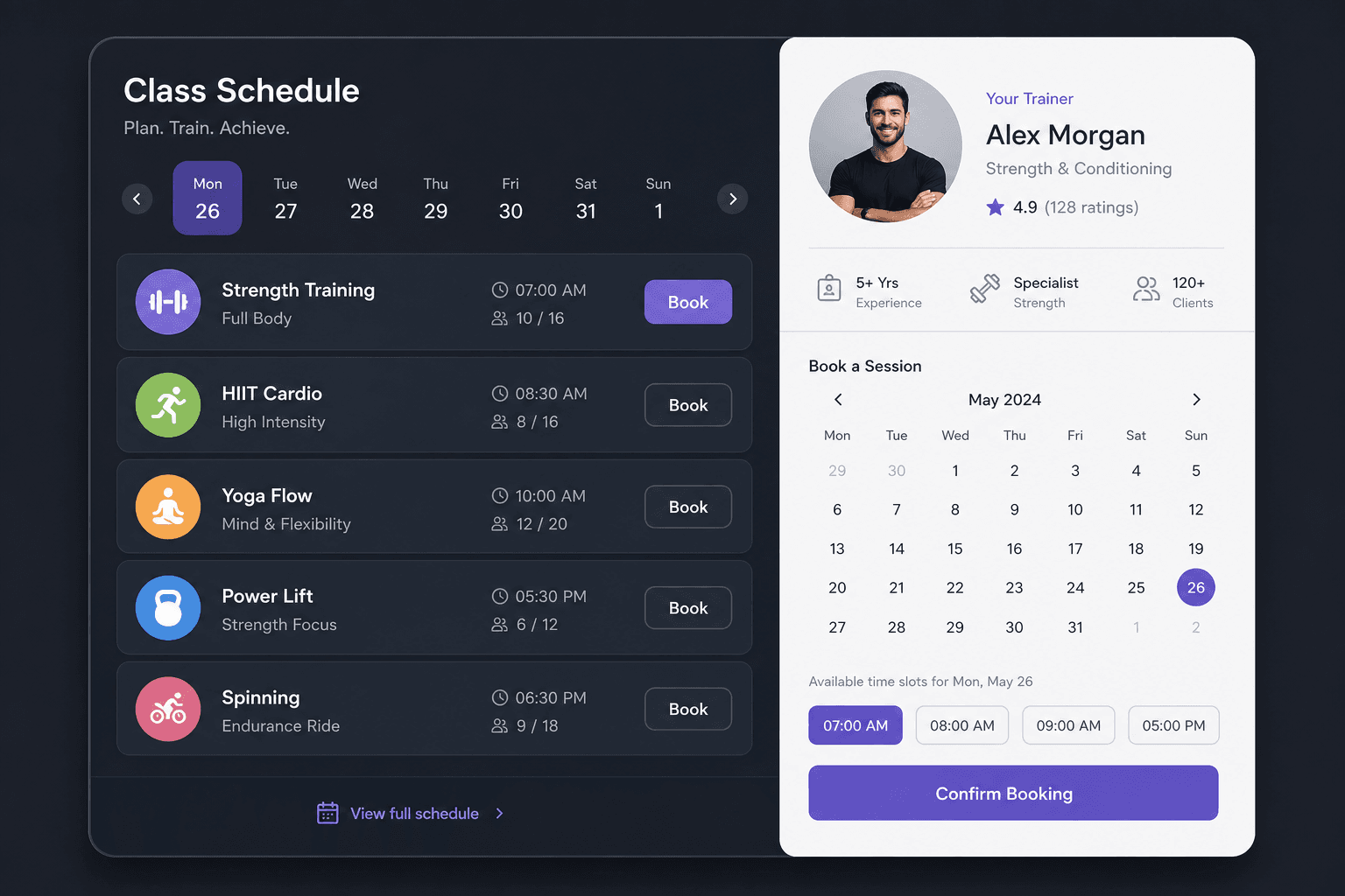 Titan Fitness Portal dashboard