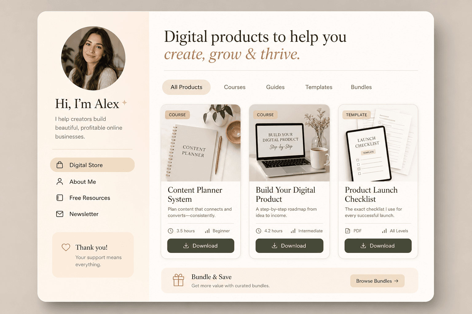 BrandNova Personal Brand Landing dashboard